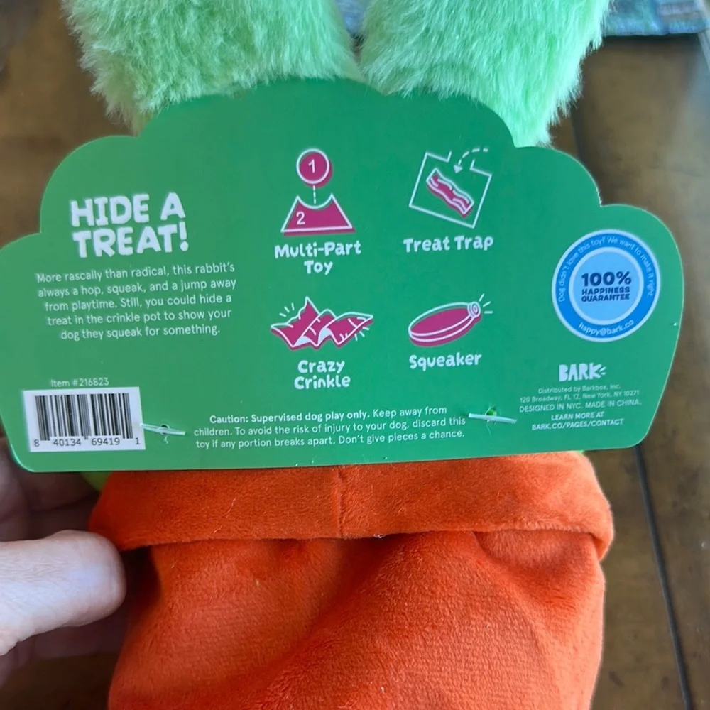 BARK super cute bunny & basket plush dog toy-2 pieces-Large (50+ lbs)